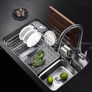 Chậu Rửa Chén 1 Ngăn Lớn Lõm Bán Nguyệt Inox 304 Phủ Nano Navier NV-7848N304