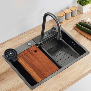 Chậu Rửa Chén 1 Hộc Lớn Inox Phủ Nano Thông Minh Hiển Thị Nhiệt Độ NV-7546DSmart