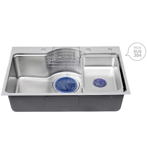 Chậu rửa chén 1 ngăn lớn lõm bán nguyệt inox 304 cao cấp Navier NV-7546BN304