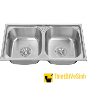 Chậu rửa chén 2 ngăn đều inox304 Navier NV-7843T304