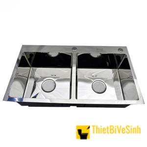 Chậu rửa chén 2 ngăn inox 304 bóng cao cấp Navier NV-8245D304B