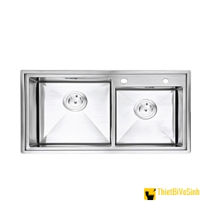 Chậu Rửa Chén 2 Ngăn Lệch Inox Sơn Xanh Navier NV-8245LGSX