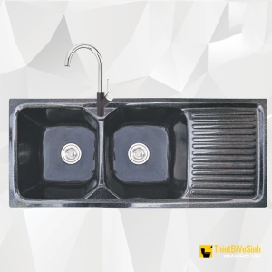 Chậu Rửa Chén Đá 2 Ngăn Có Cánh Đen Navier NV-115547D